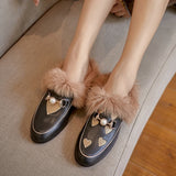 Asymmetric Heart Plush Loafers