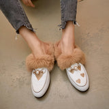 Asymmetric Heart Plush Loafers