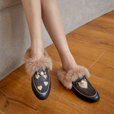 Asymmetric Heart Plush Loafers