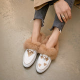 Asymmetric Heart Plush Loafers