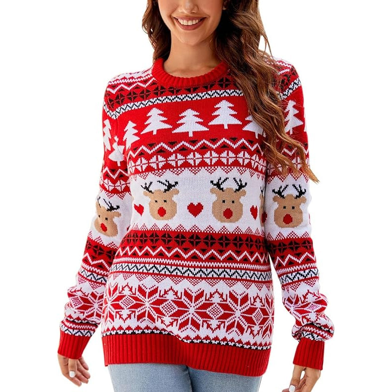 Women's Christmas Graphic Pattern Jacquard Pullover Sweater Jumper