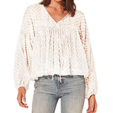 Women's Lantern Long Sleeve Floral Chiffon Shirt Top