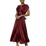 Stain Short Sleeve Wrap Maxi Dress