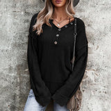 V-neck Buttons Long Sleeves Sweater