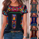 Bohemia Print Round Neck T-shirt