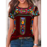Bohemia Print Round Neck T-shirt