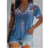 Boho Print V-Neck T-Shirt