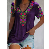 Boho Print V-Neck T-Shirt