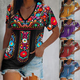 Boho Print V-Neck T-Shirt