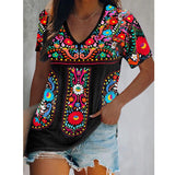 Boho Print V-Neck T-Shirt