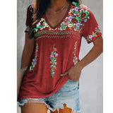 Boho Print V-Neck T-Shirt