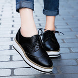 Leather Brogue Platform Shoes