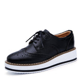 Leather Brogue Platform Shoes
