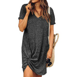 Side Knot Short Sleeve Dress