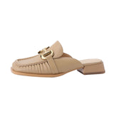 Casual Slip-on Metal Buckle Mules