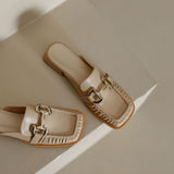 Casual  Slip-on Metal Buckle Mules