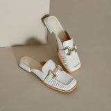 Casual  Slip-on Metal Buckle Mules
