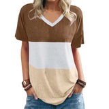 Casual Color Block V-Neck T-Shirts