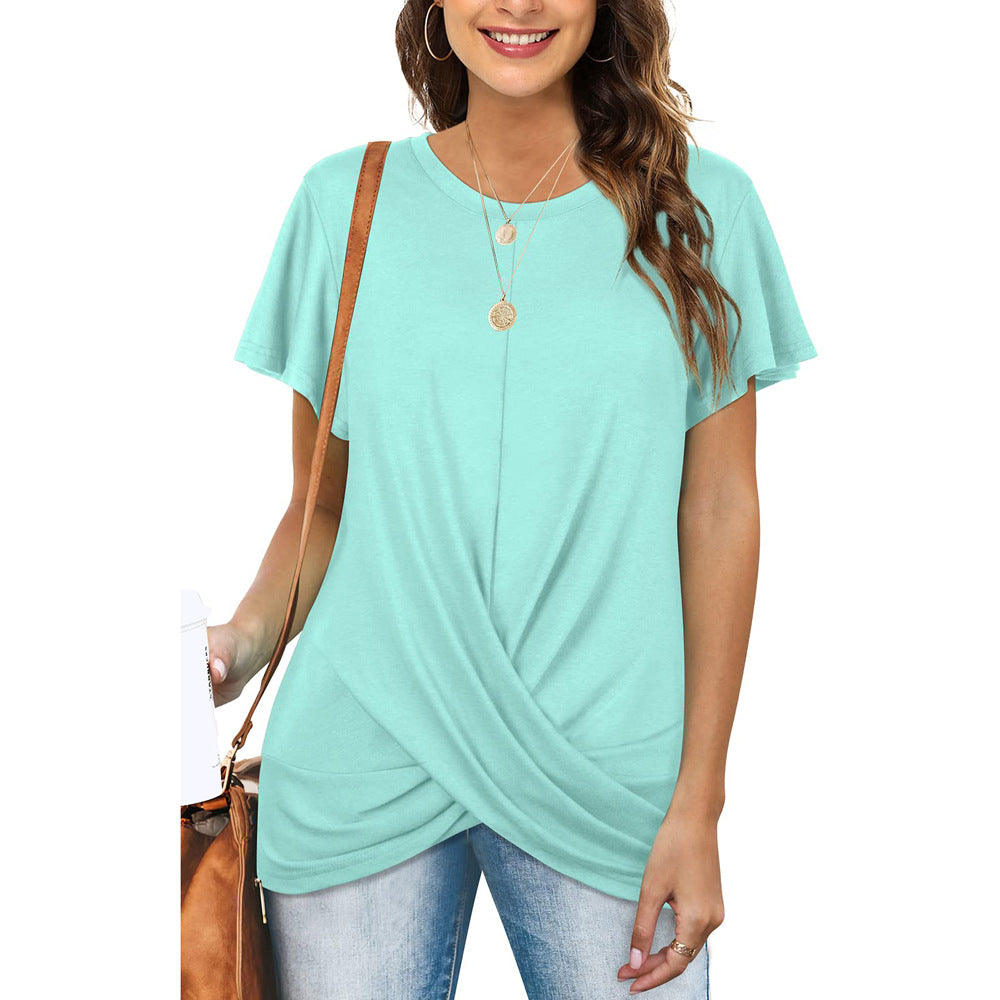 Casual Solid O-Neck Bufferfly T-shirt