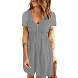 Casual V-Neck Button Down Dress