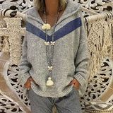 Color-block Loose Hooded Sweater