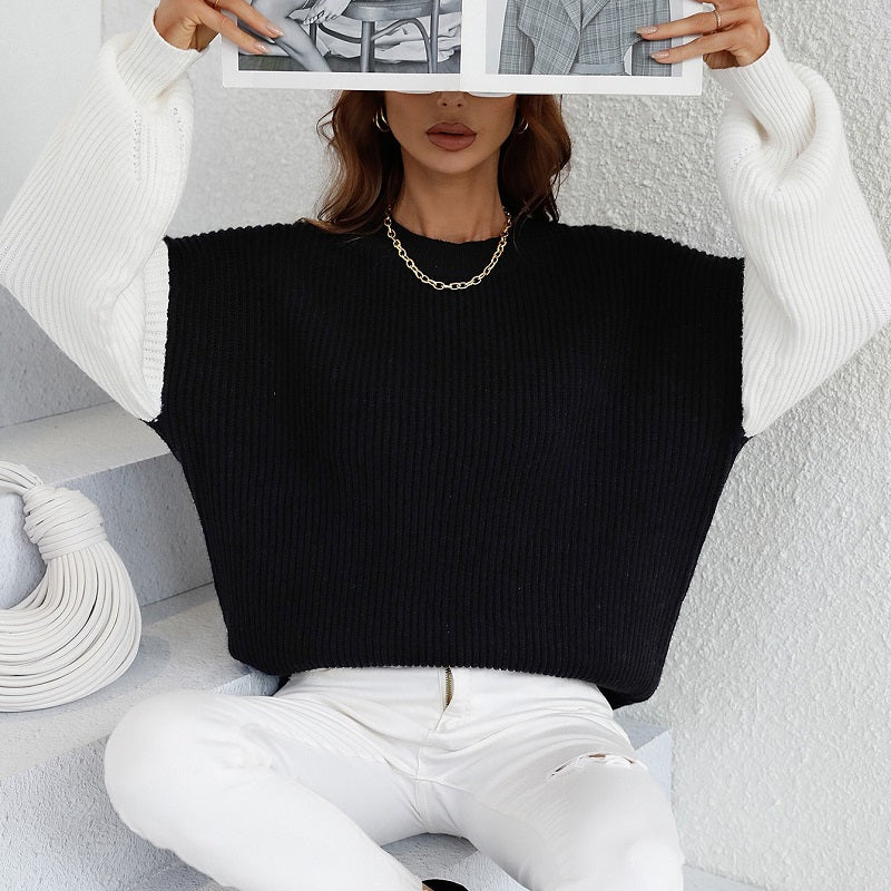 Colorblock Crew Neck Oversized Sweater