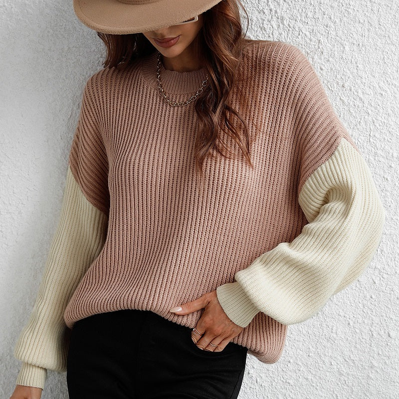 Colorblock Crew Neck Oversized Sweater