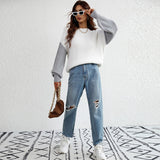 Colorblock Crew Neck Oversized Sweater