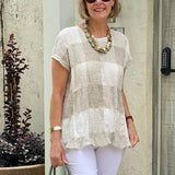 Colorblock Round Neck Short Sleeve Shirt