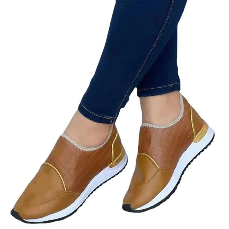 Colorblock Round Toe Flat Loafers