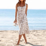 Commuter Crew Neck Floral Sleeveless Dress