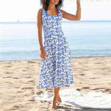 Commuter Crew Neck Floral Sleeveless Dress
