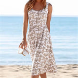 Commuter Crew Neck Floral Sleeveless Dress