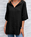 Cotton Pullover V-neck Shirt