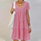 Crew Neck Bohemian Floral Flowy Dresses