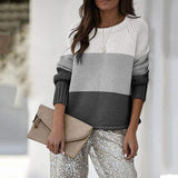 Crew Neck Color Block Knit Sweater