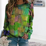 Crew-neck Paneled Long-sleeve Sweater