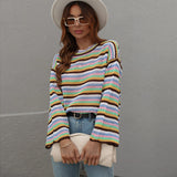 Crewneck Multicolored Striped Sweater