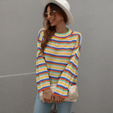 Crewneck Multicolored Striped Sweater