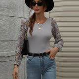Cutout Sleeve Crew Neck Sweater
