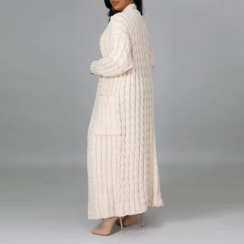 Women's Open Front Cable Knit Longline Cardigan