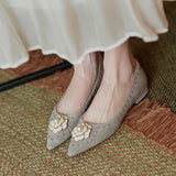 Camellia Leather Flats