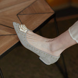 Camellia Leather Flats