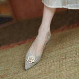 Camellia Leather Flats