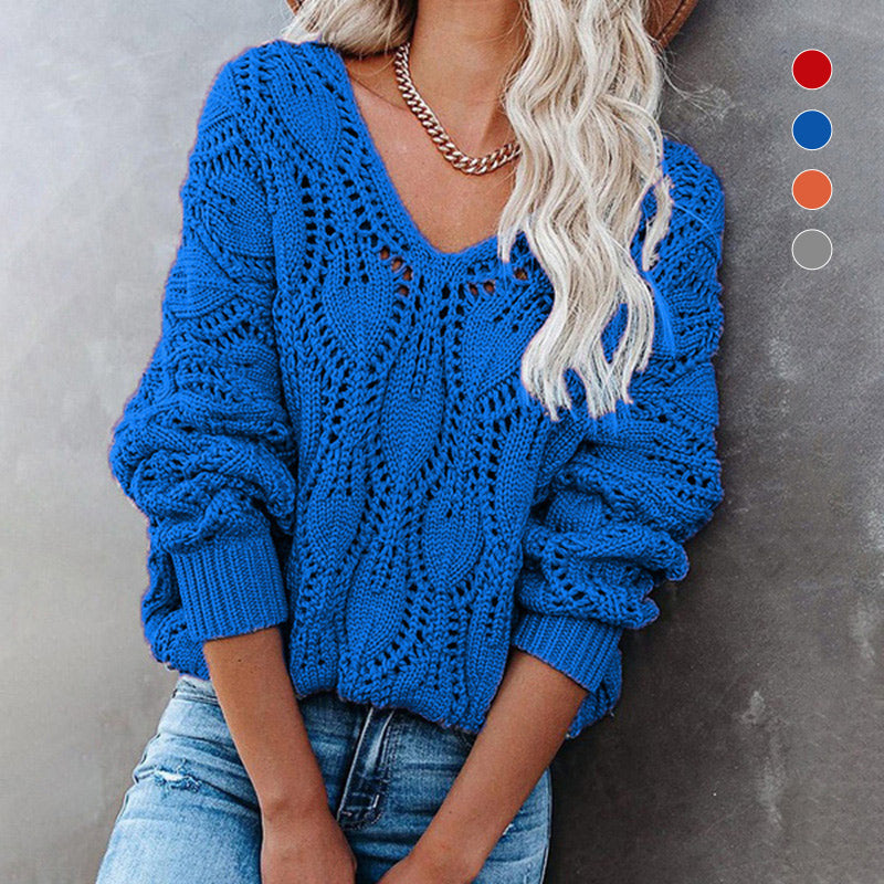 Women's Crochet Long Sleeve Knitted Sweater