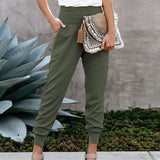Elastic Waist Casual Cropped Pants
