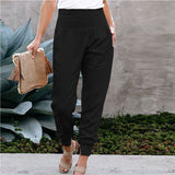 Elastic Waist Casual Cropped Pants