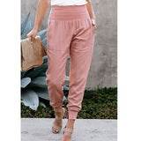 Elastic Waist Casual Cropped Pants