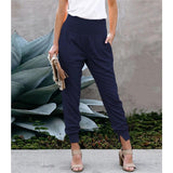 Elastic Waist Casual Cropped Pants