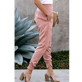 Elastic Waist Casual Cropped Pants